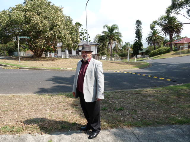 Uncle Greg Simms in the street where he grew up